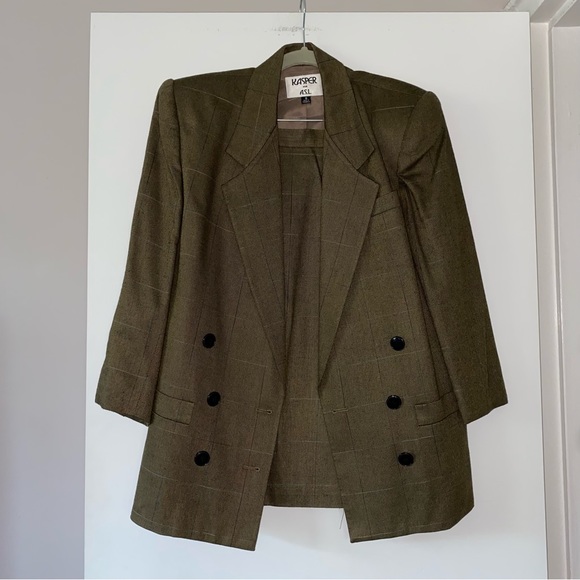 Vintage Kasper for A.S.L. Brown Suit Set Blazer Jacket and Matching Skirt - Picture 8 of 13